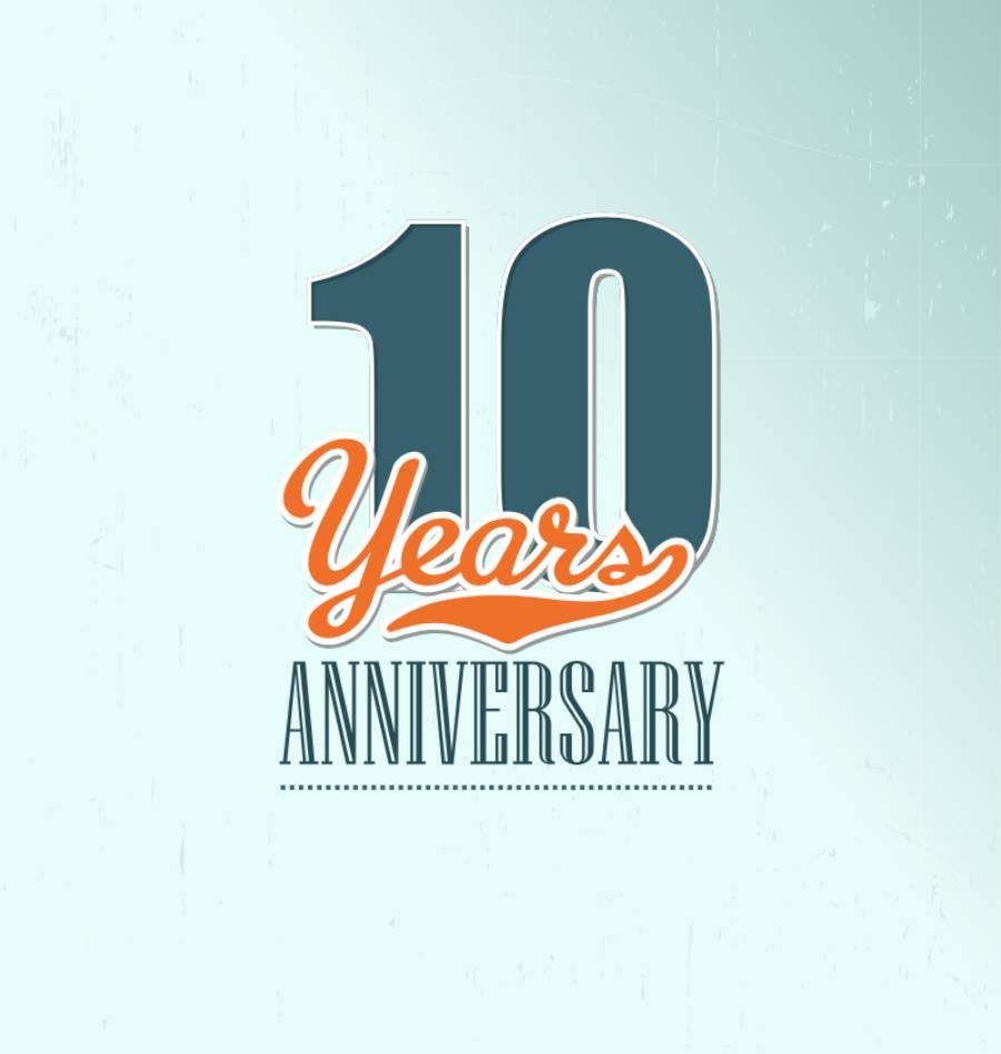 Graphic illustration that says "10 years anniversary"