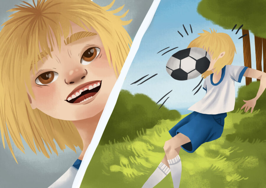girl having a summer dental emergency at soccer