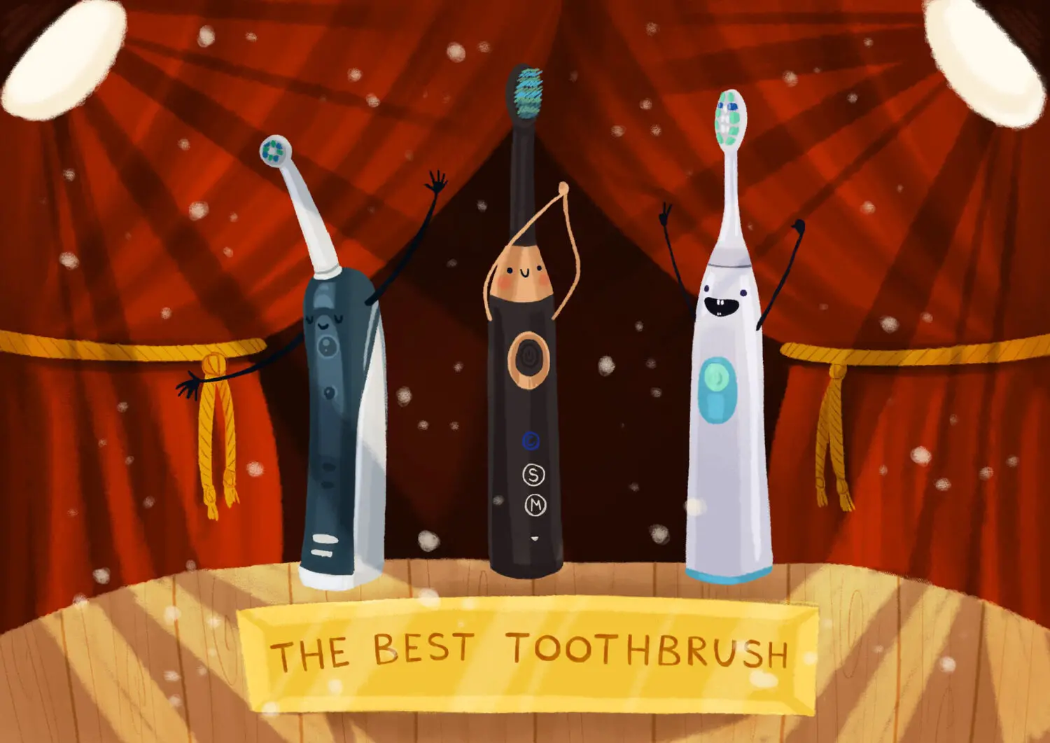 electric toothbrushes on podium, best electric toothbrush