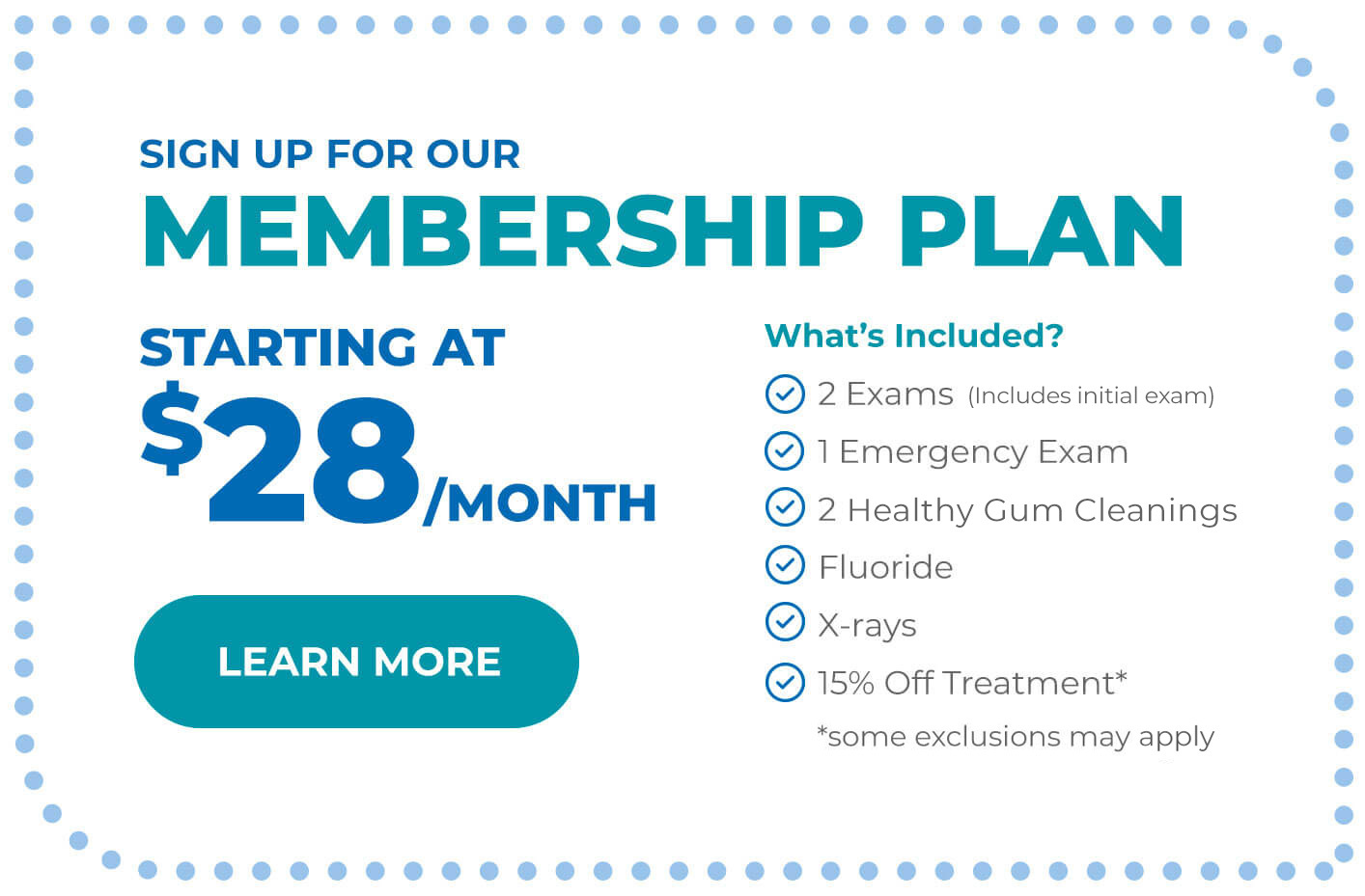 Dental membership plan